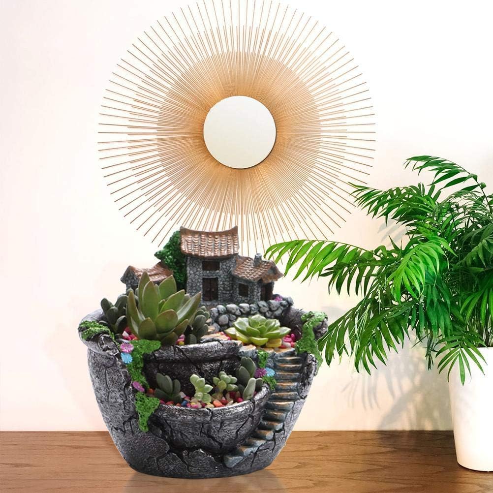 Plantas de jardín creativas maceta suculenta casa de hadas con dulce casa de flores cesta de flores para el hogar, oficina, balcón decoración adornos
