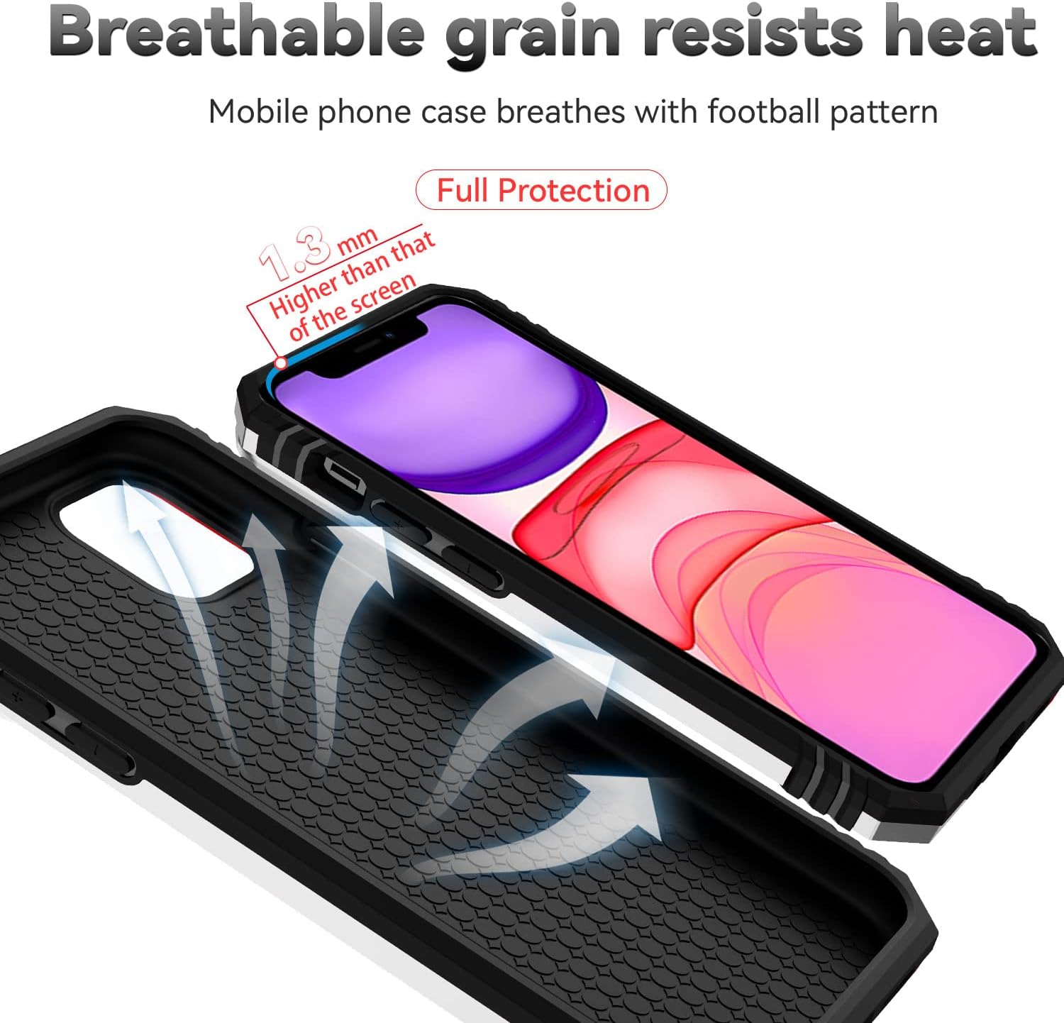 Funda para iPhone 11 con cubierta para lente de cámara, protector de pantalla HD, doble capa protección contra caídas de grado militar de 15 pies