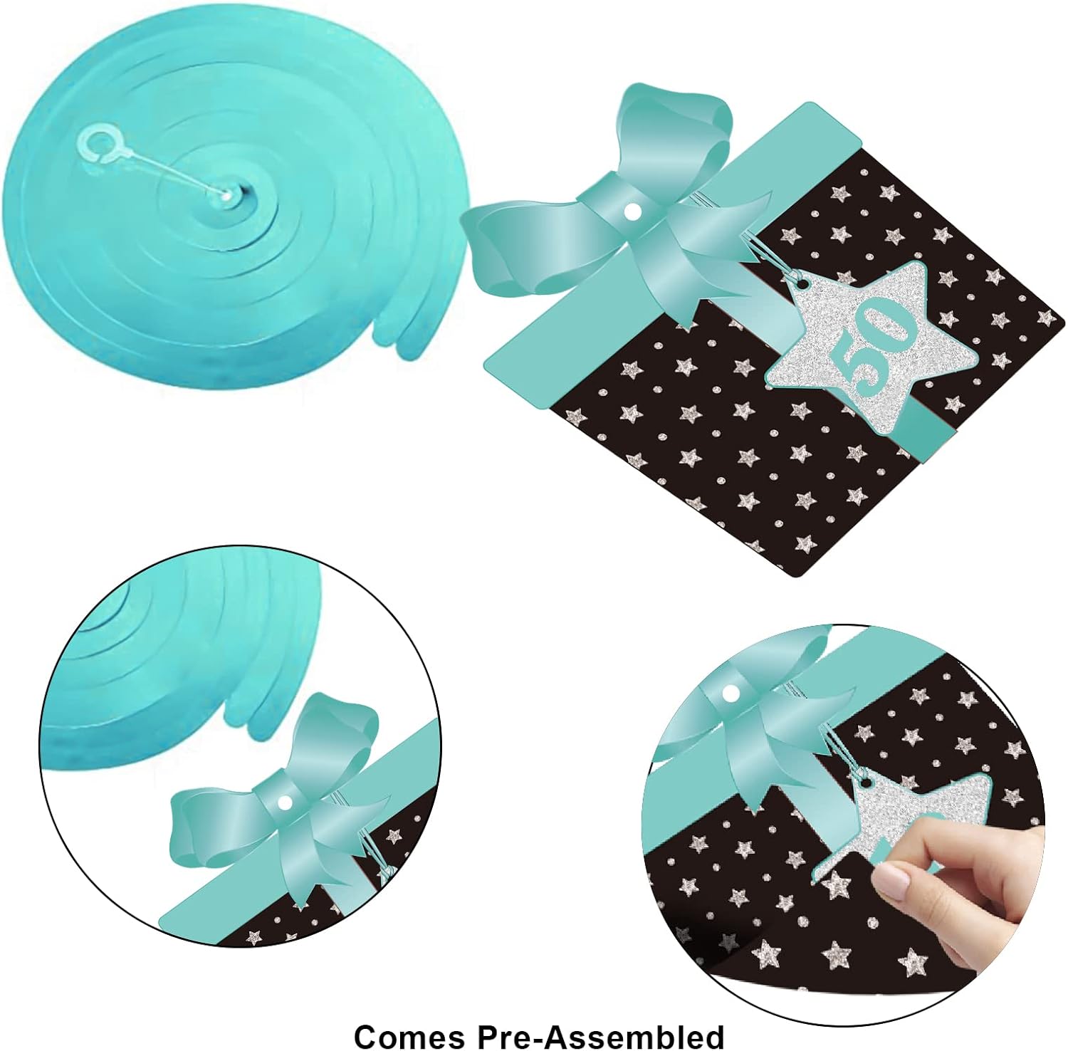 Decoración de techo con diseño de remolinos colgantes para fiesta de cumpleaños número 50, decoración de 50 años, espirales colgantes de papel de