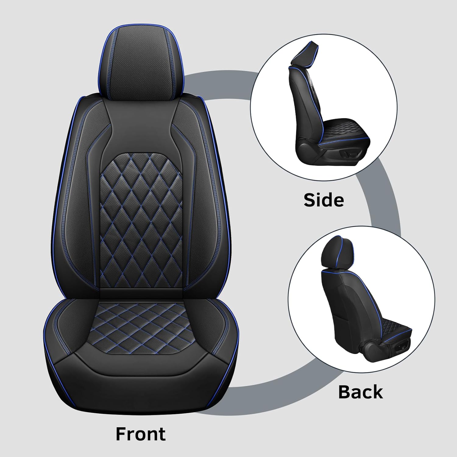 FREESOO Juego completo de fundas de asiento de cuero, Toyota Camry Corolla de 5 asientos para automóviles, ajuste universal para la mayoría de