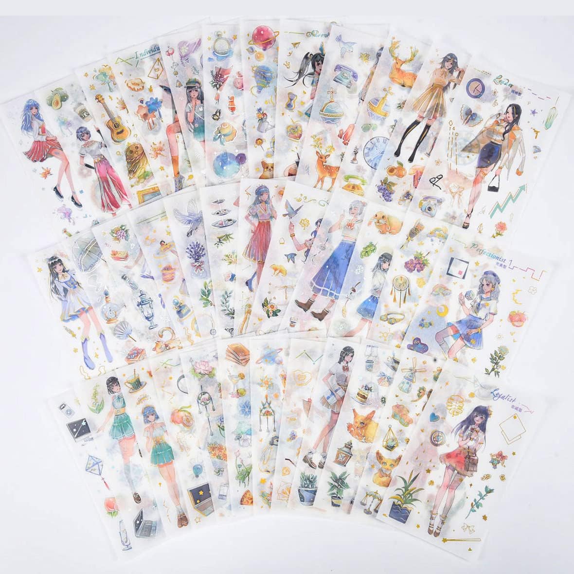 Calcomanías Kawaii de anime para álbumes de recortes, 36 hojas de Washi, lindos collages de recortes, calcomanías de personajes para manual