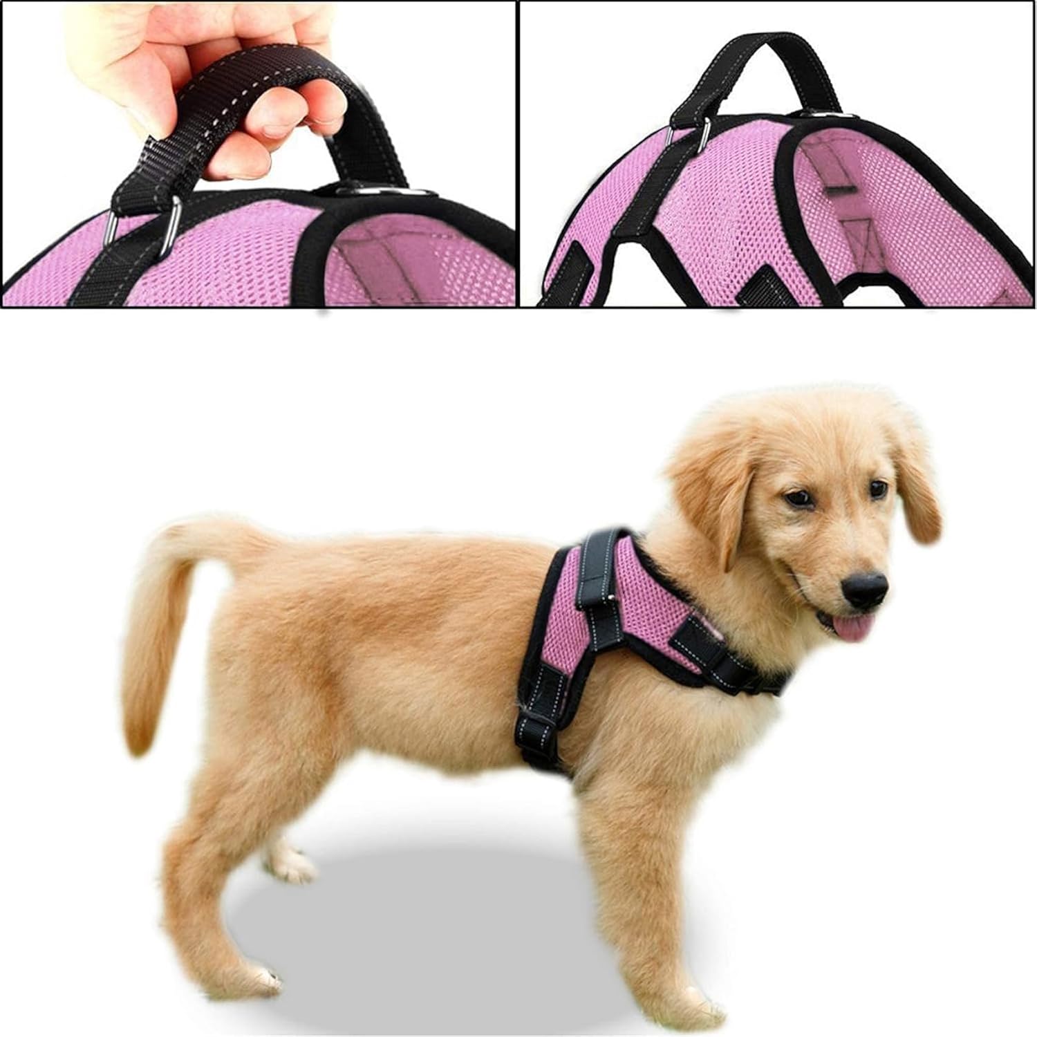 Copatchy – Arnés ajustable reflectante para perro con asa evita tirones, XS, Rosado