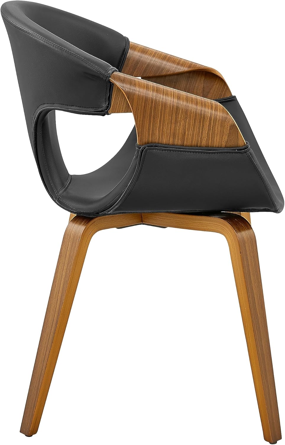 Art Leon Silla de escritorio sin ruedas, silla decorativa moderna de mediados de siglo, silla de escritorio de piel sintética para oficina en casa