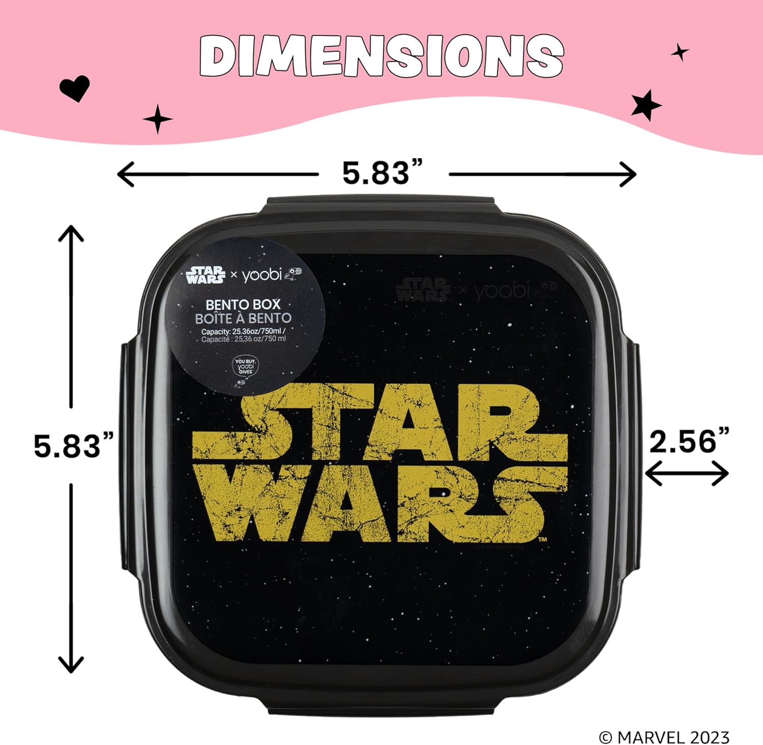 Yoobi Star Wars X Classic – Caja Bento y bolsa de hielo negra – Lonchera de 3 compartimentos, apta para lavavajillas y microondas, contenedor de