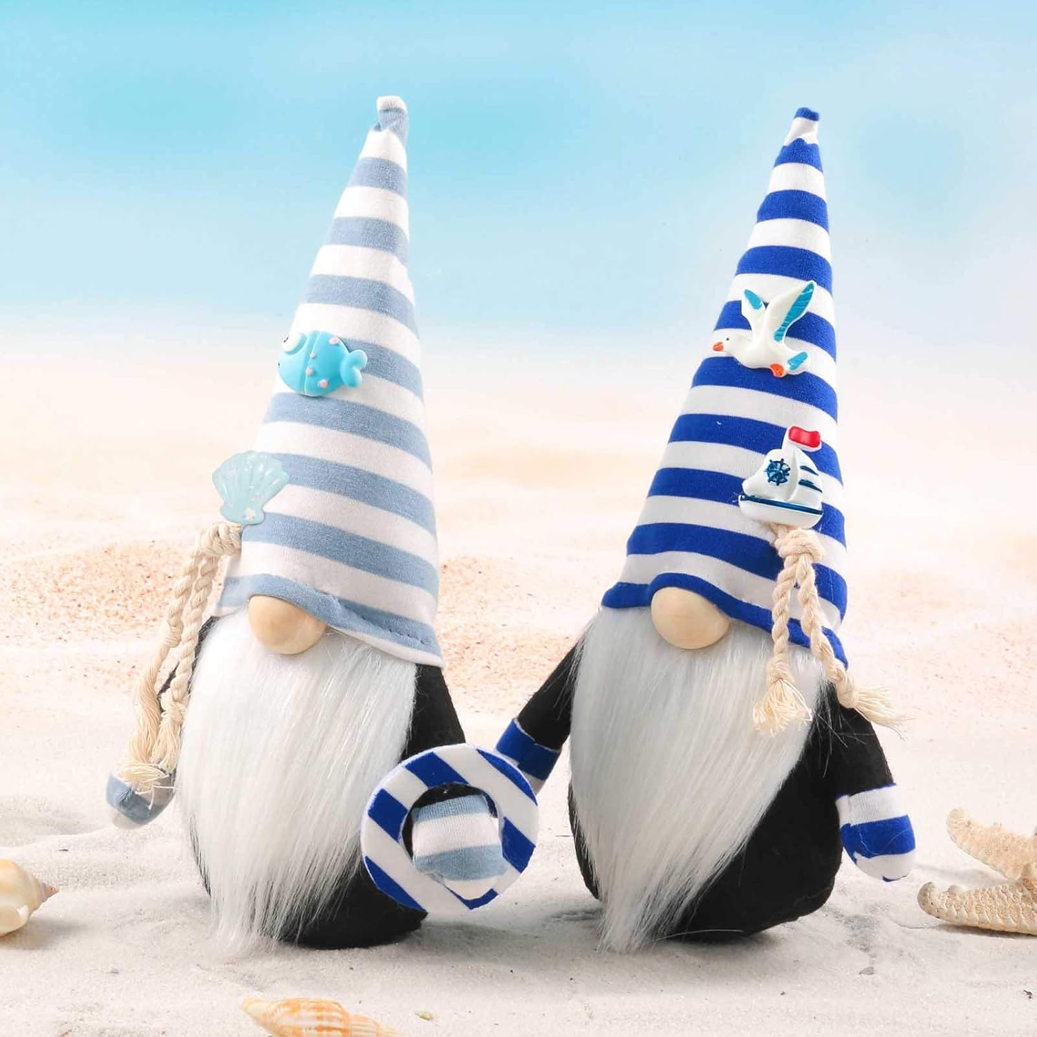 Decoraciones de peluche de gnomo sueco, gnomos del 4 de julio, gnomos sin rostro, festival azul profundo, muñeca náutica del océano,