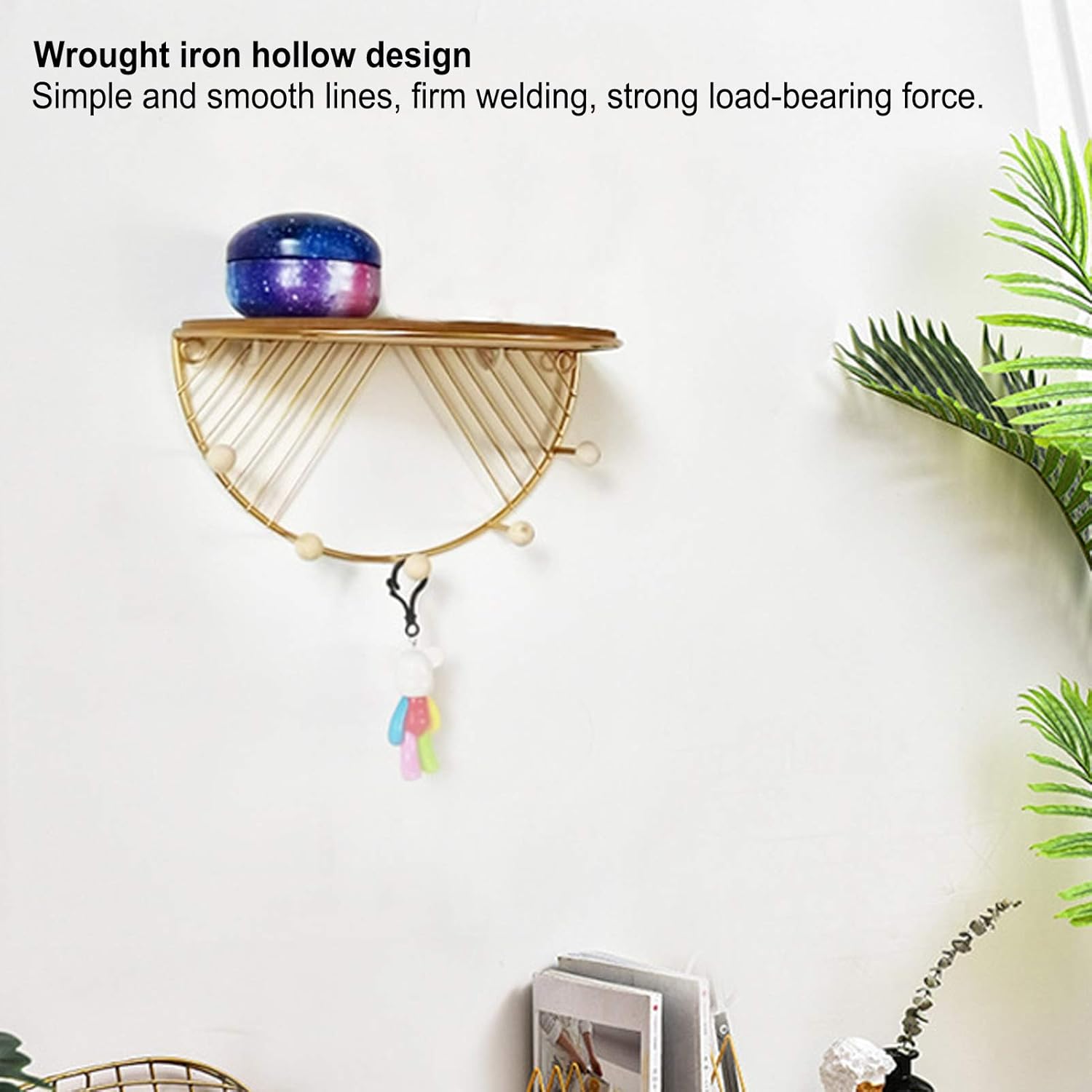 Estante de exhibición de pared para colgar ropa, color dorado, estante de pared con organizador de almacenamiento, perfecto para el hogar, sala de