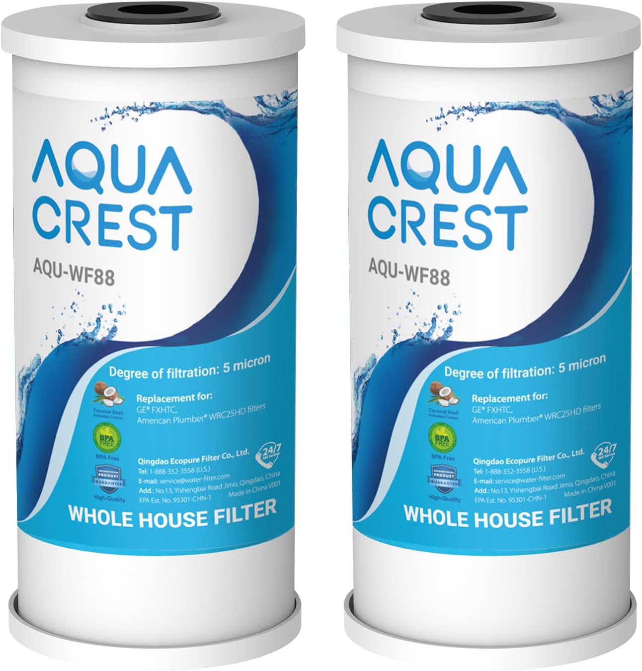 AQUACREST FXHTC – Filtro de agua para toda la casa de 10 x 4.5 pulgadas, repuesto para GE FXHTC, GXWH40L, fontanero americano W10-PR, W10-BC,