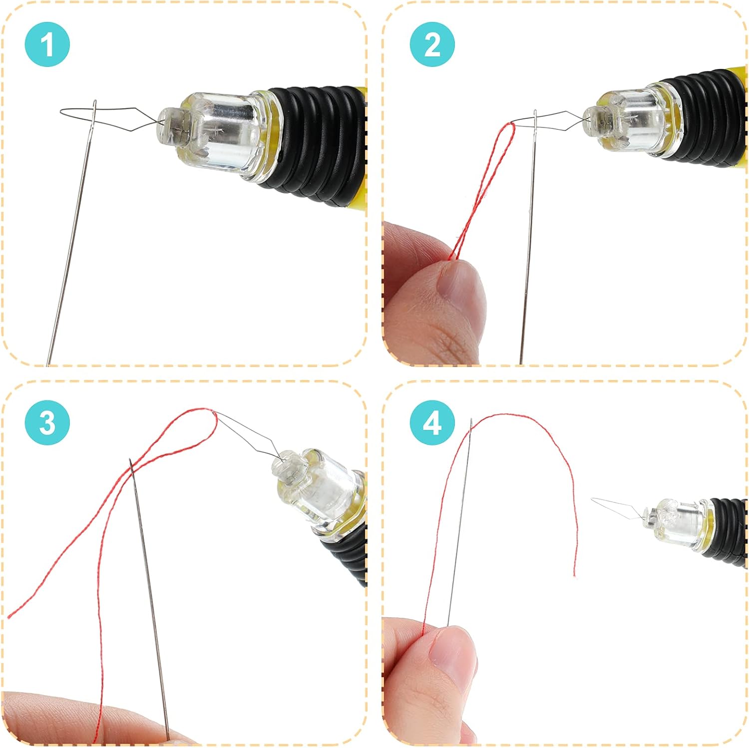 Enhebrador de agujas LED, herramientas de costura, lazo de alambre de plástico iluminado, enhebrador de agujas de bricolaje, herramienta de costura