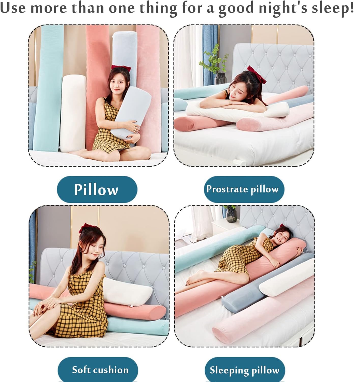 QQXX Relleno de huecos de cama suave para cama individualdobleKing, almohada de cabecero de esponja, cojín grueso extraíble lavable para