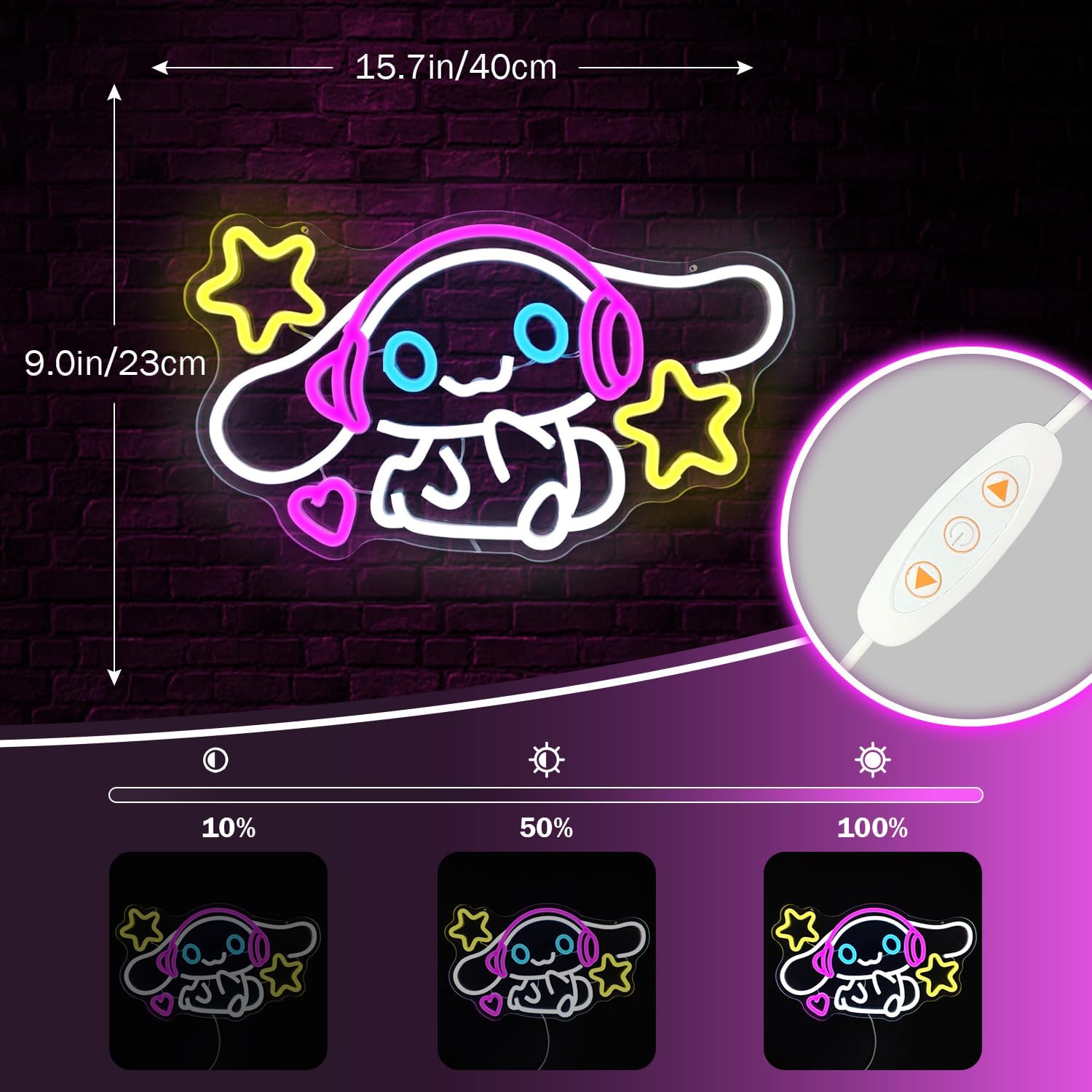 Cinnamoroll – Letrero de neón con luz de neón de anime para decoración de pared, letreros LED de dibujos animados para dormitorio, habitación de