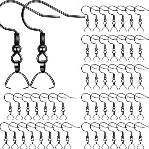 Ganchos para aretes, 50 unidades25 pares, cables de oreja negros de acero inoxidable, ganchos de pez, piezas hipoalergénicas para hacer joyas de Ganchos para aretes, 50 unidades25 pares, cables de oreja negros de acero inoxidable, ganchos de pez, piezas hipoalergénicas para hacer joyas de
