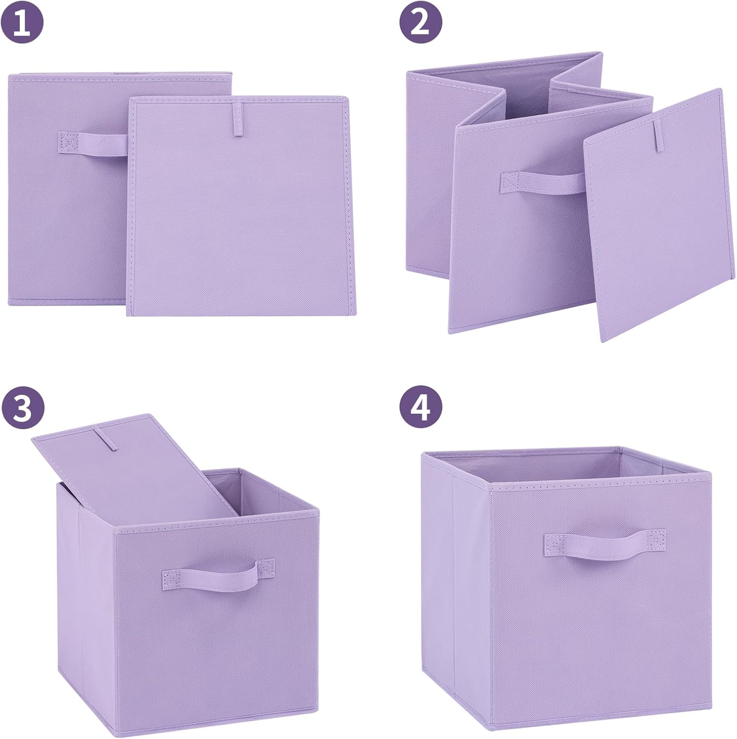 Contenedores de almacenamiento de tela, paquete de 6 cubos de almacenamiento duraderos de colores divertidos con asas, canastas plegables para el