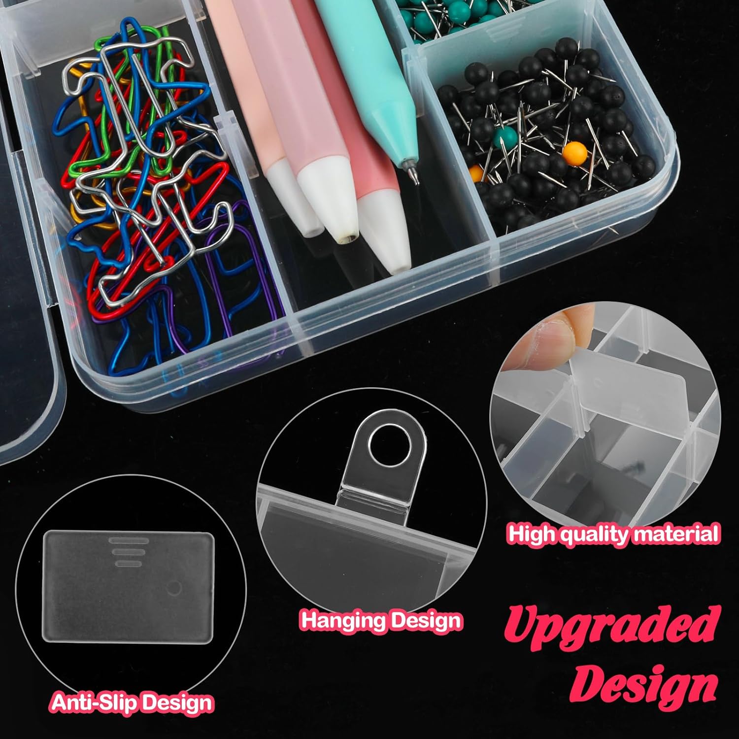 WLLHYF Caja organizadora de plástico transparente de 15 rejillas, caja de almacenamiento para manualidades, manualidades, joyería, aparejos de pesca