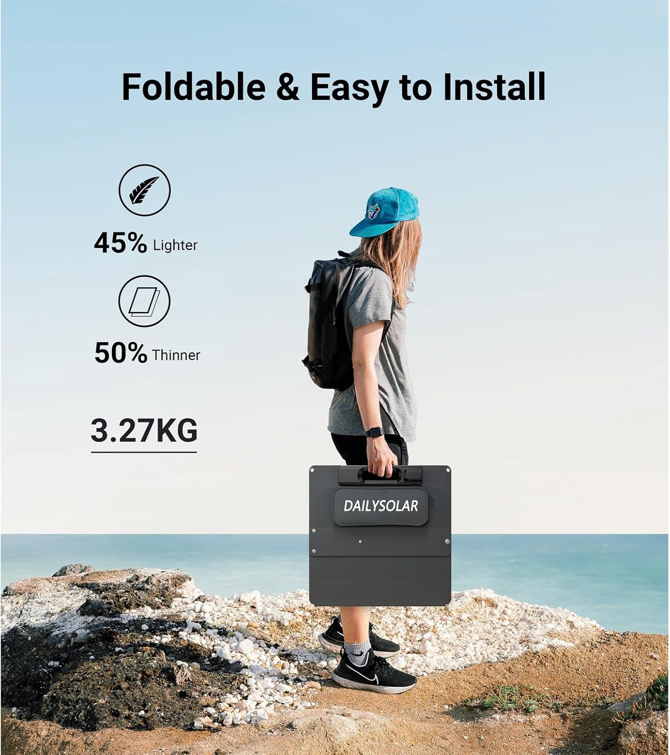 Panel solar portátil ultraligero de 105 W, 100% compatible con estaciones de energía, nuevo material de fibra de carbono, módulo fotovoltaico