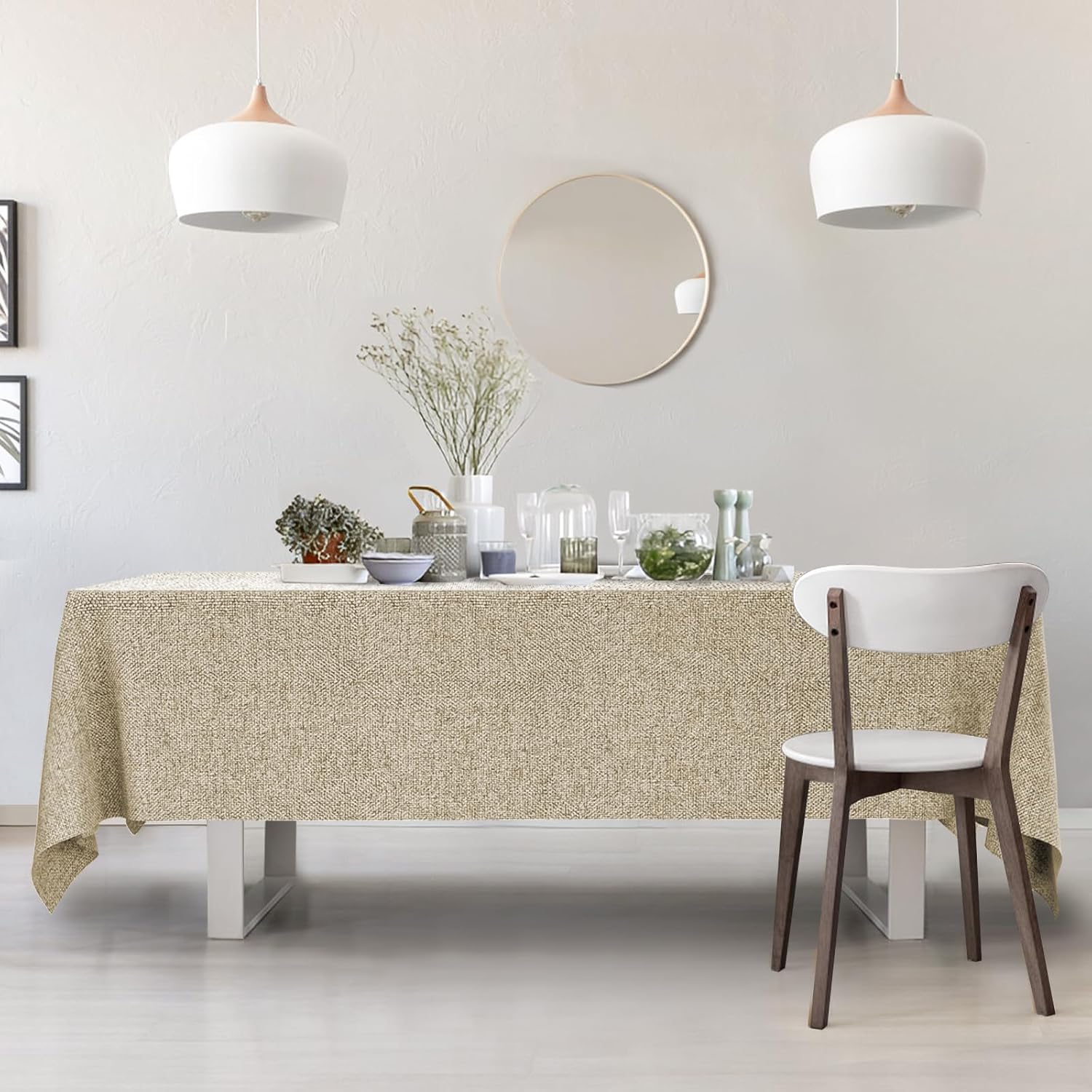 Mantel rectangular, a prueba de aceite, a prueba de derrames y resistente al agua, mantel de microfibra de lino, mantel decorativo de tela para uso