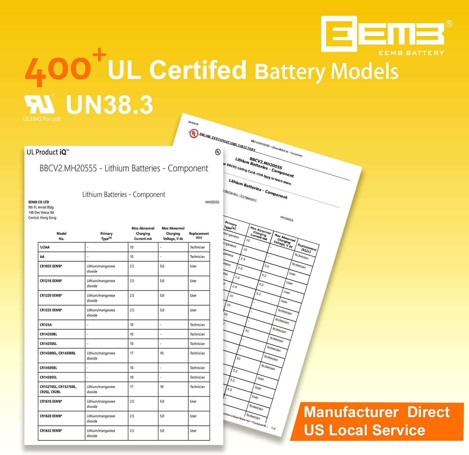 EEMB Paquete de 4 baterías recargables LIR1454 3.7V batería de botón de iones de litio batería de celda de moneda para auricular dispositivo
