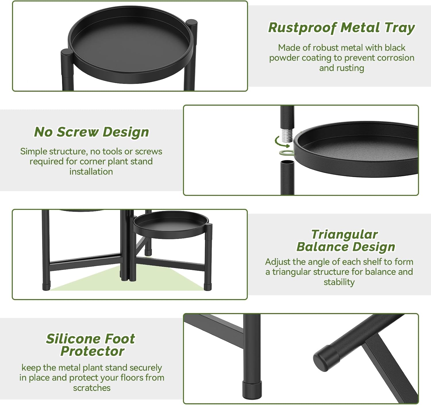 Soporte de metal de 6 niveles para plantas alto para interiores y exteriores, estante de esquina plegable para múltiples plantas, soporte para