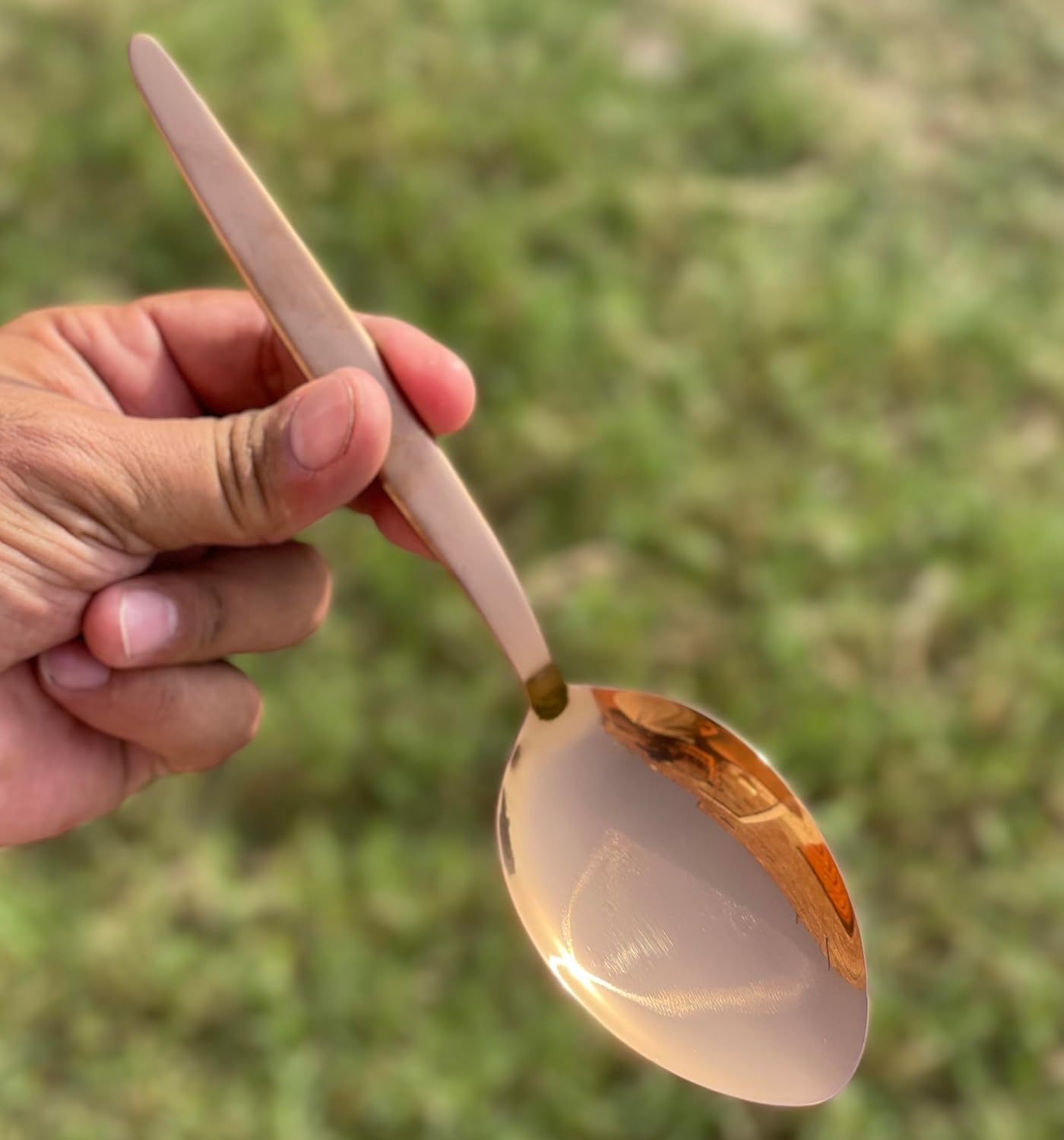 Kunz Spoons Cucharas de cocina de acero inoxidable 1810 de titanio brillante oro rosa cuchara para untar  Cucharas de 9 pulgadas  Cucharas diarias