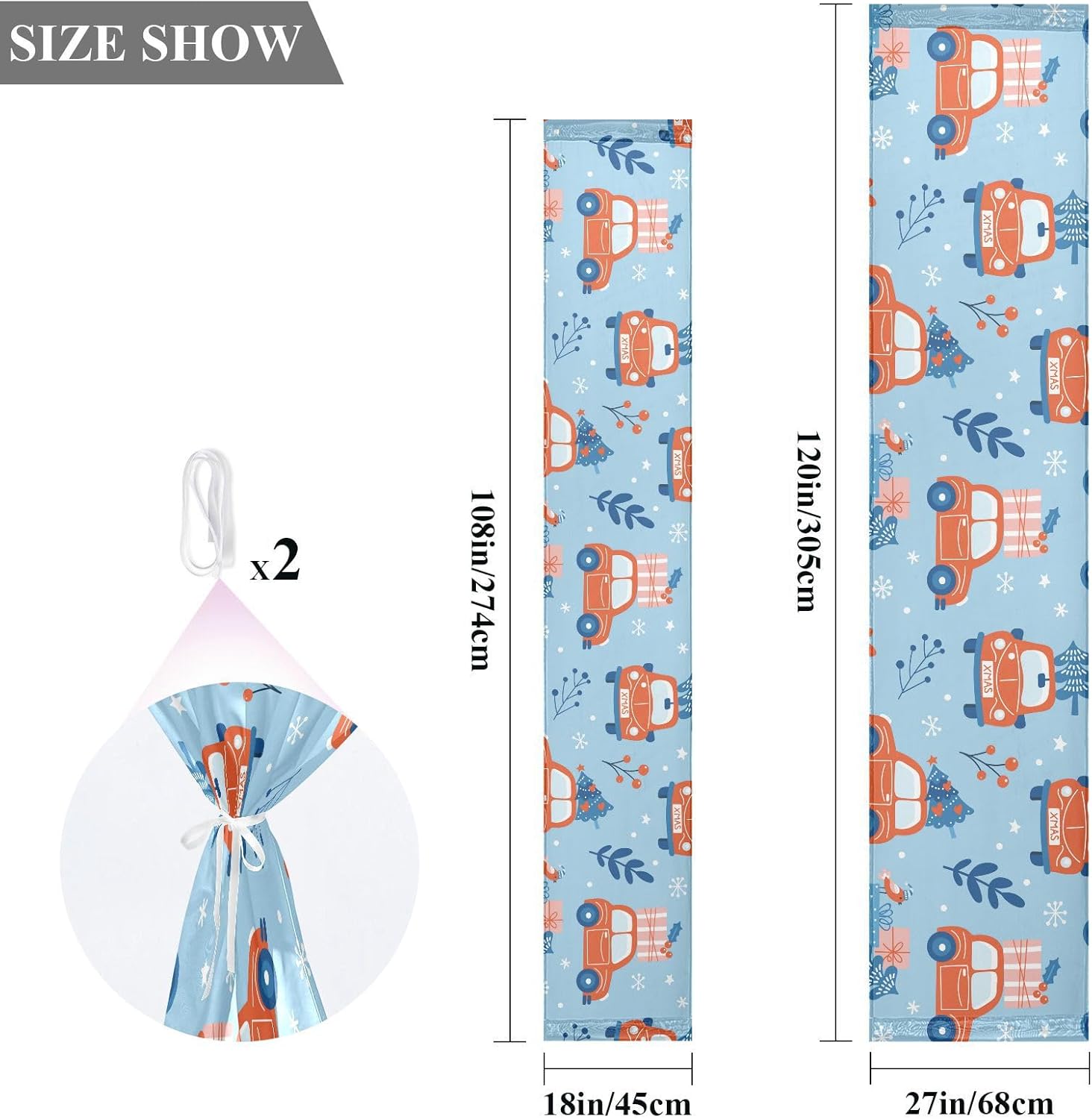 Blue Funny Car Christmas Trees Table Runner Fall Decorations for Home for Dining Table Decor Christmas Table Runner 120 Inches Long