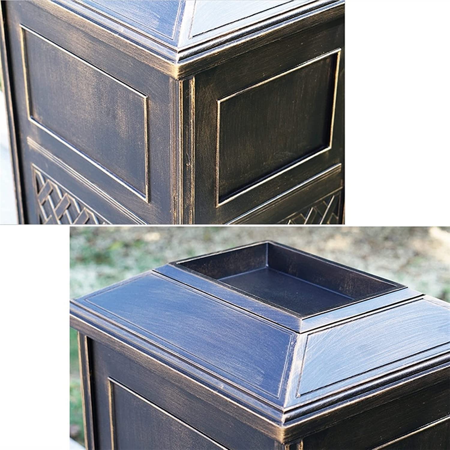 TISTIK Bote de basura de aluminio fundido al aire libre con cenicero de gran capacidad, adecuado para interiores, oficina, hotel, centro comercial,