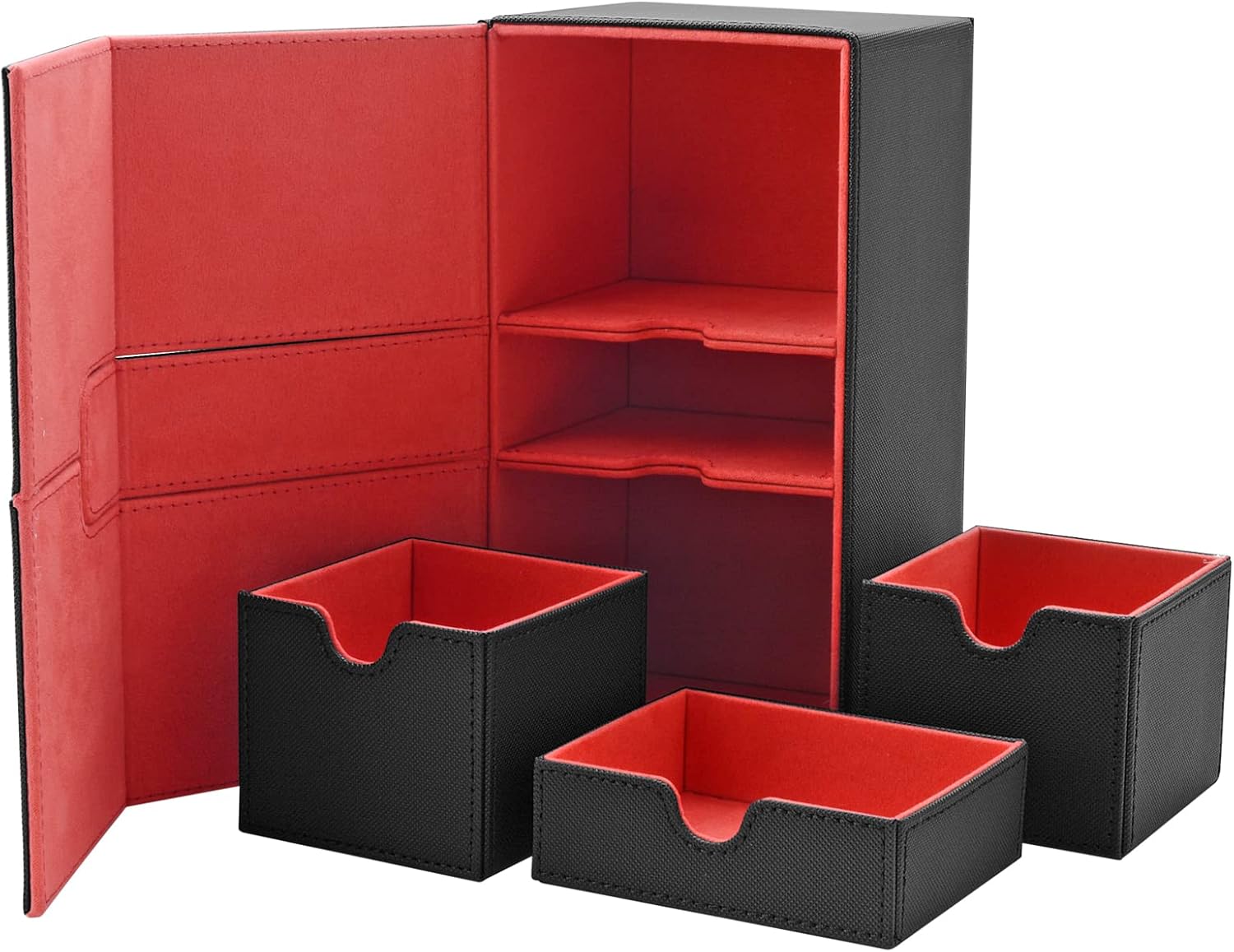Caja de cubierta para MTG, caja de cubierta Commander para más de 200 cartas con funda, caja de cartas para MTGTCGCCG, funda de cuero premium con 3