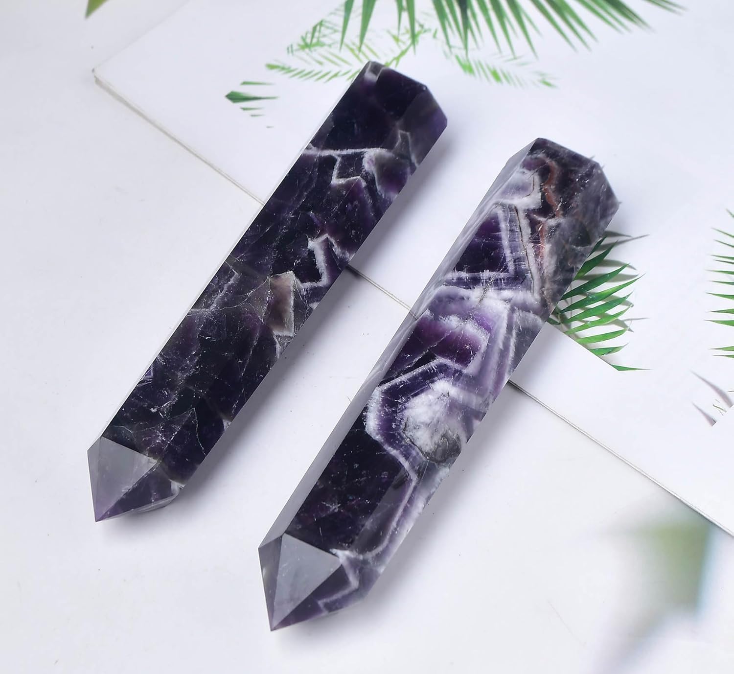 FZBHRO Dream Amethyst Towers – Varita de piedra de cristal curativo con 6 facetas para regalo de meditación, 0.6-0.8 libras