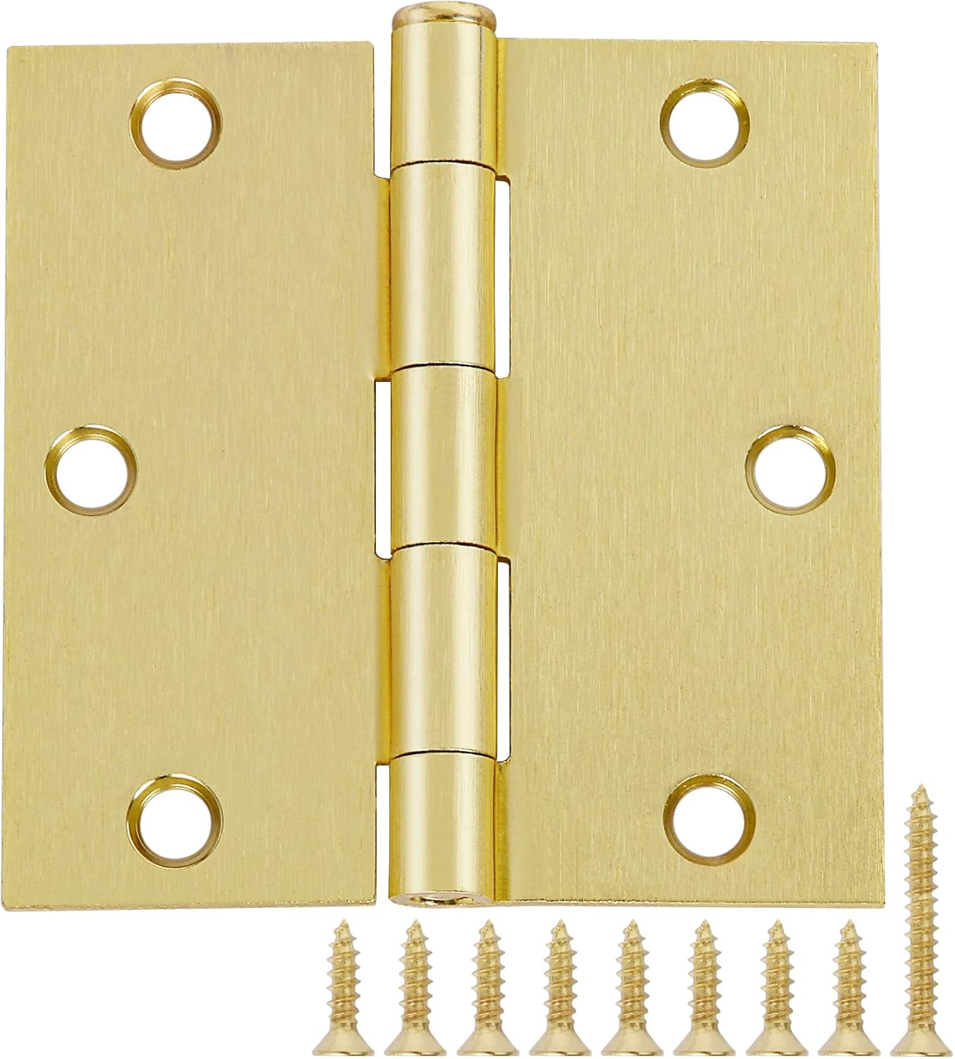 Bisagras cuadradas de 3.5 pulgadas de radio 58 para puerta, color dorado, paquete de 3 bisagras de puerta redondeadas para puertas interiores de 3