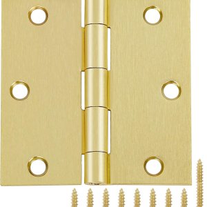 Paquete de 12 bisagras cuadradas de latón satinado de 3.5 x 3.5 pulgadas, bisagras de puerta interiores de 3 12 pulgadas, bisagras cuadradas de Paquete de 12 bisagras cuadradas de latón satinado de 3.5 x 3.5 pulgadas, bisagras de puerta interiores de 3 12 pulgadas, bisagras cuadradas de