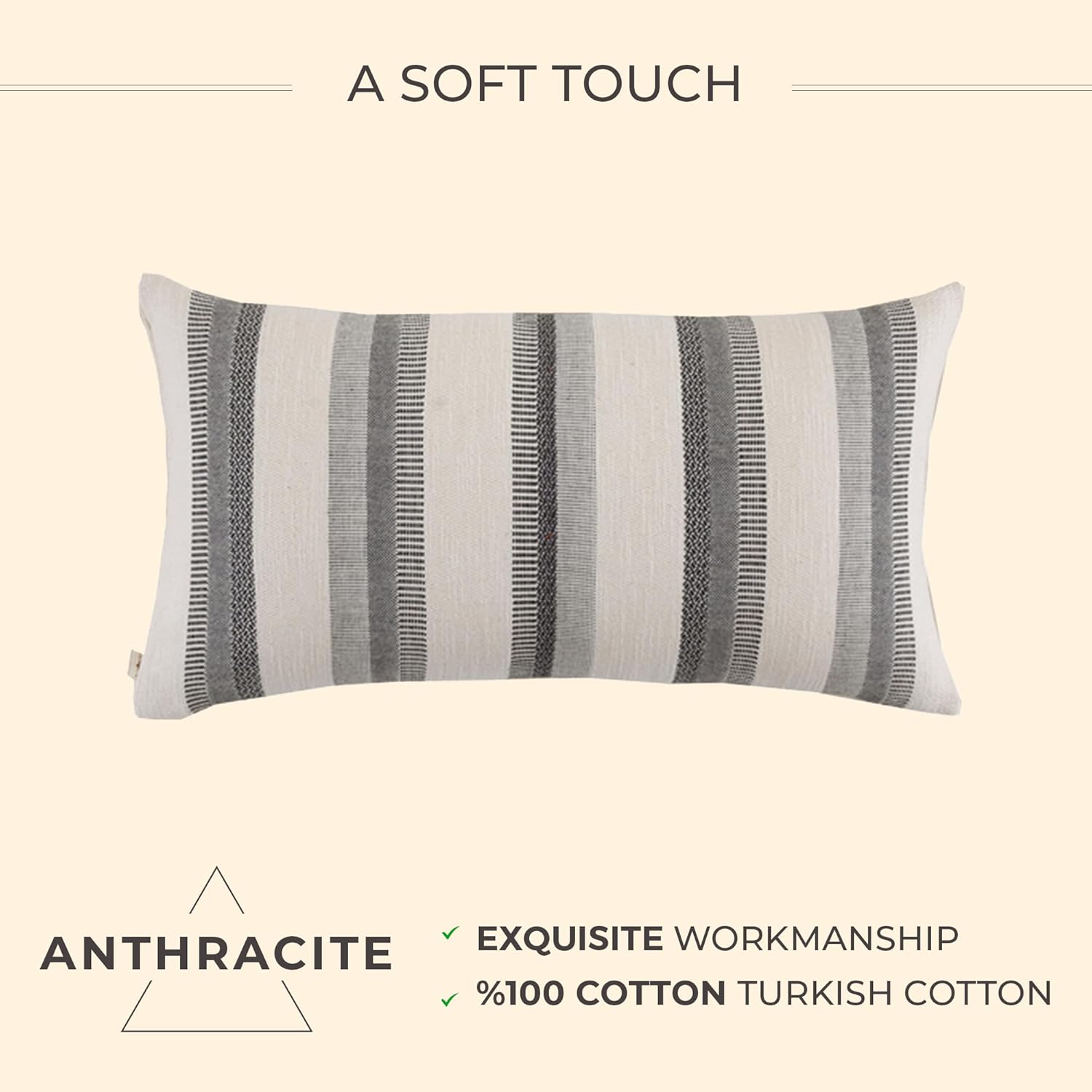 Funda de almohada 100% turca de algodón suave al tacto a rayas, estilo bohemio, rectangular, para sofá, sala de estar, cama, sofá, funda de almohada