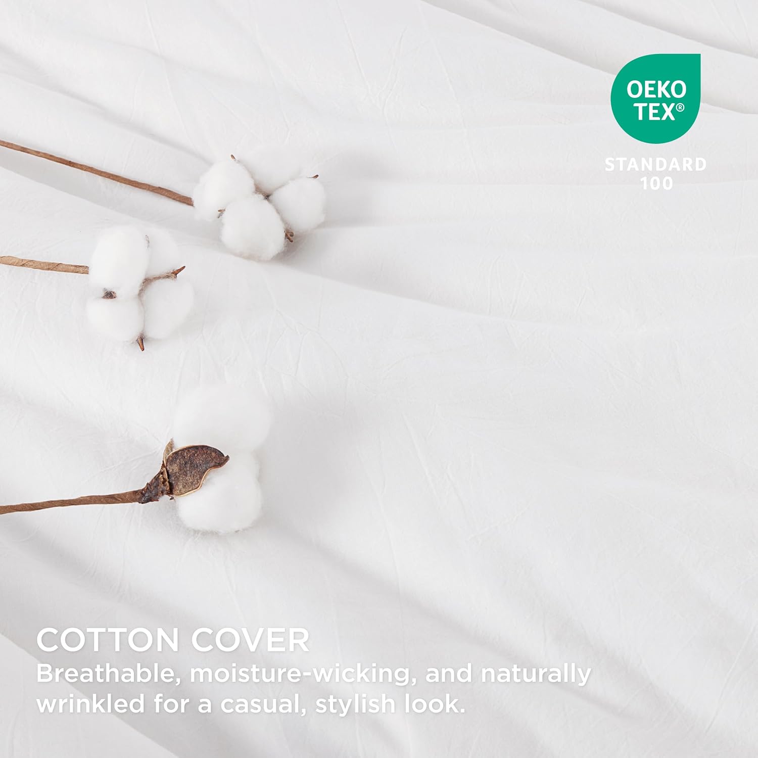 Bedsure Juego de edredón King  Tela de algodón con relleno interior de microfibra, edredón blanco tamaño King para todas las estaciones, 3 piezas, 1