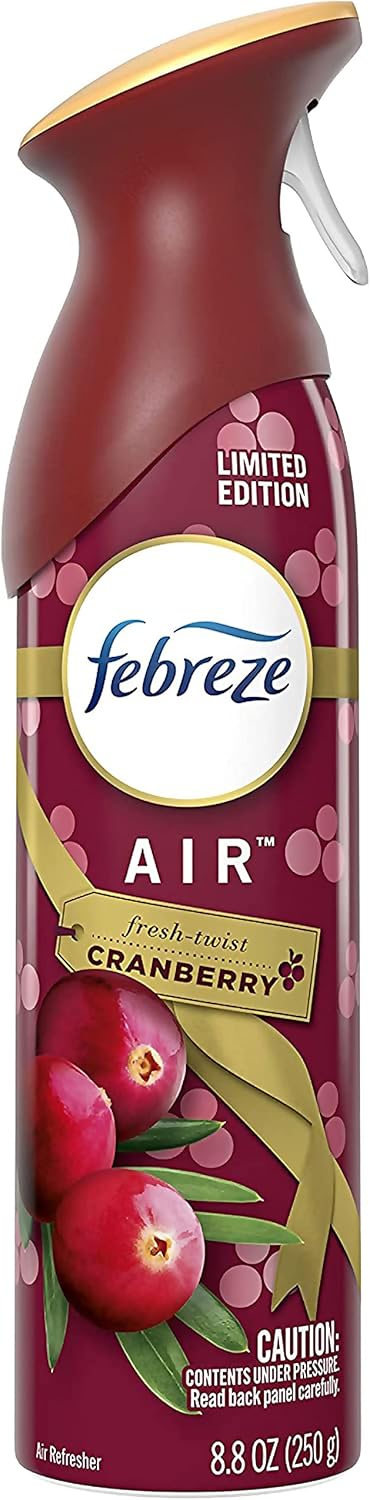 Febreze Ambientador en aerosol en edición limitada Holiday Collection 2020 Fresh-Twist Cranberry Fragrance (peso neto 8.8 onzas por botella).