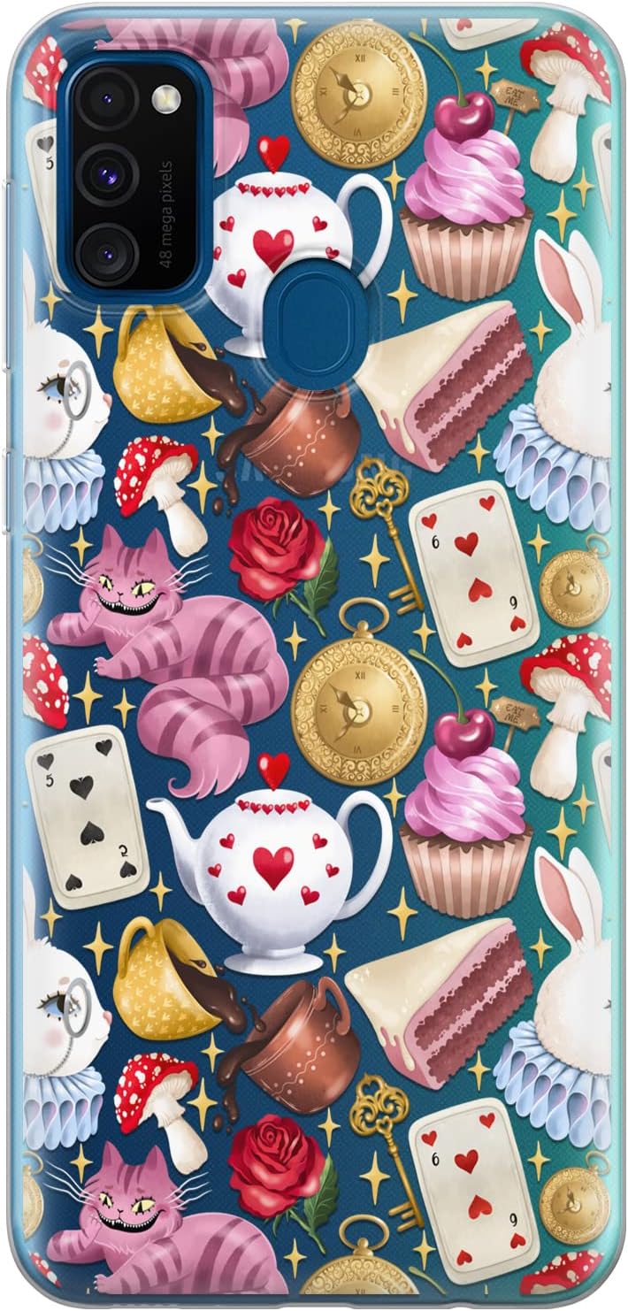 Cavka Funda de teléfono compatible con Samsung Galaxy A73 A72 5G A71 A70 A52 A42 A32 A20s A11 A02 lindo diseño delgado Alicia en el país de las