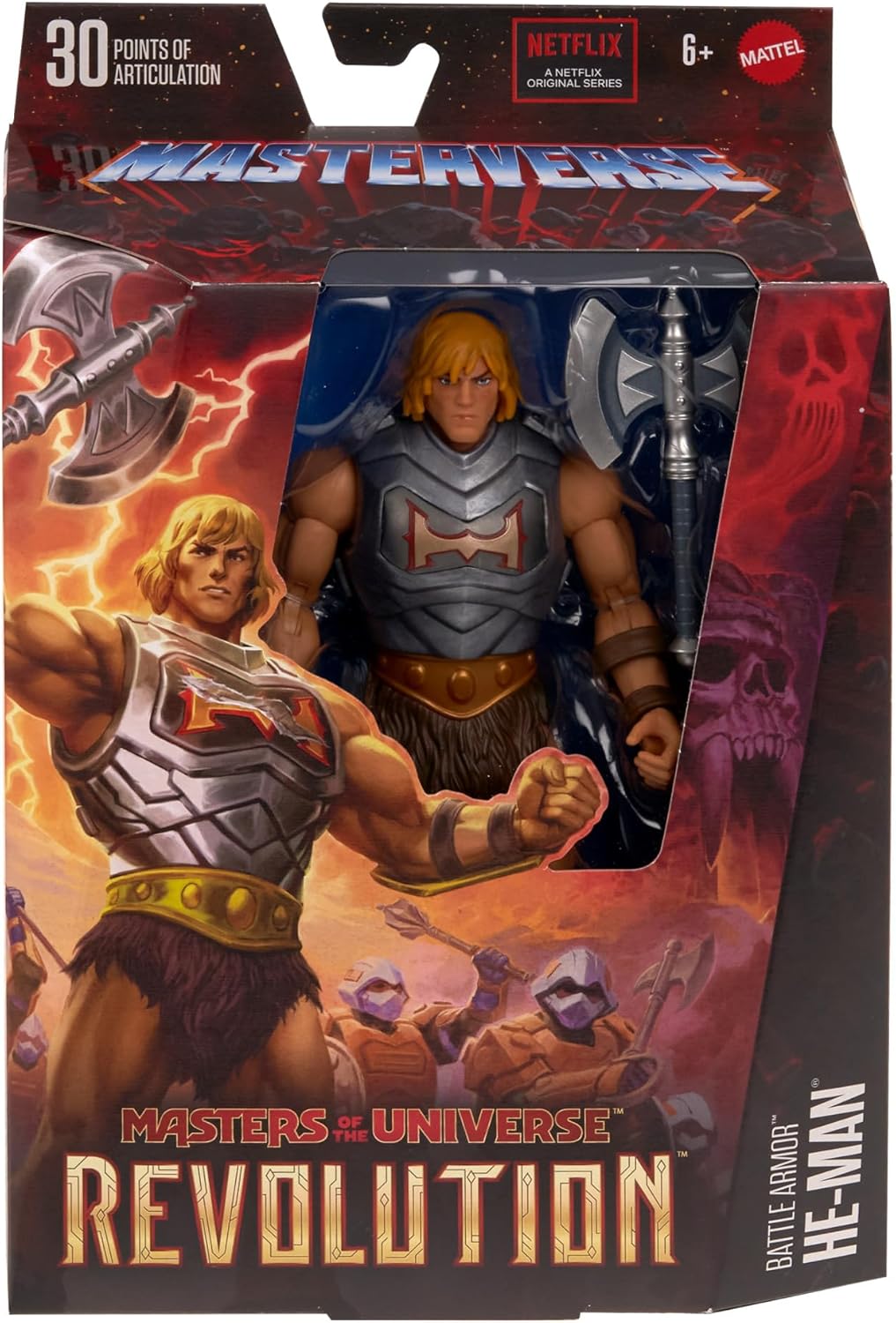 Masters of the Universe Revolution Masterverse – Figura de acción He-Man con armadura de batalla extraíble, coleccionable de lujo con 30