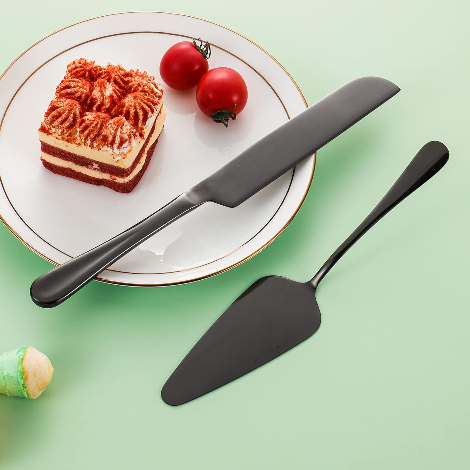 Juego de servir pasteles, servidores de pastelería, cuchillo de acero inoxidable y juego de servidor perfecto para cumpleaños, bodas, fiestas y