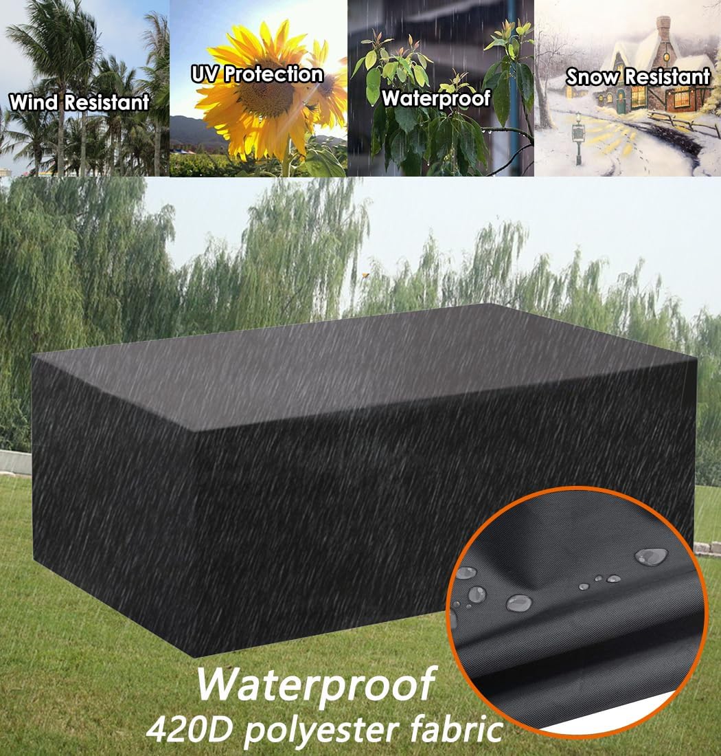 Oslimea Fundas impermeables para muebles de patio, juego de sofá modular para exteriores, funda de sofá para silla de mesa de mimbre de ratán, 138