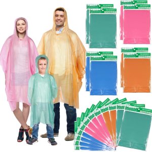 Paquete de 20 ponchos de lluvia desechables para la familia, ponchos de lluvia gruesos para adultos y niños, impermeable de emergencia con capucha Paquete de 20 ponchos de lluvia desechables para la familia, ponchos de lluvia gruesos para adultos y niños, impermeable de emergencia con capucha