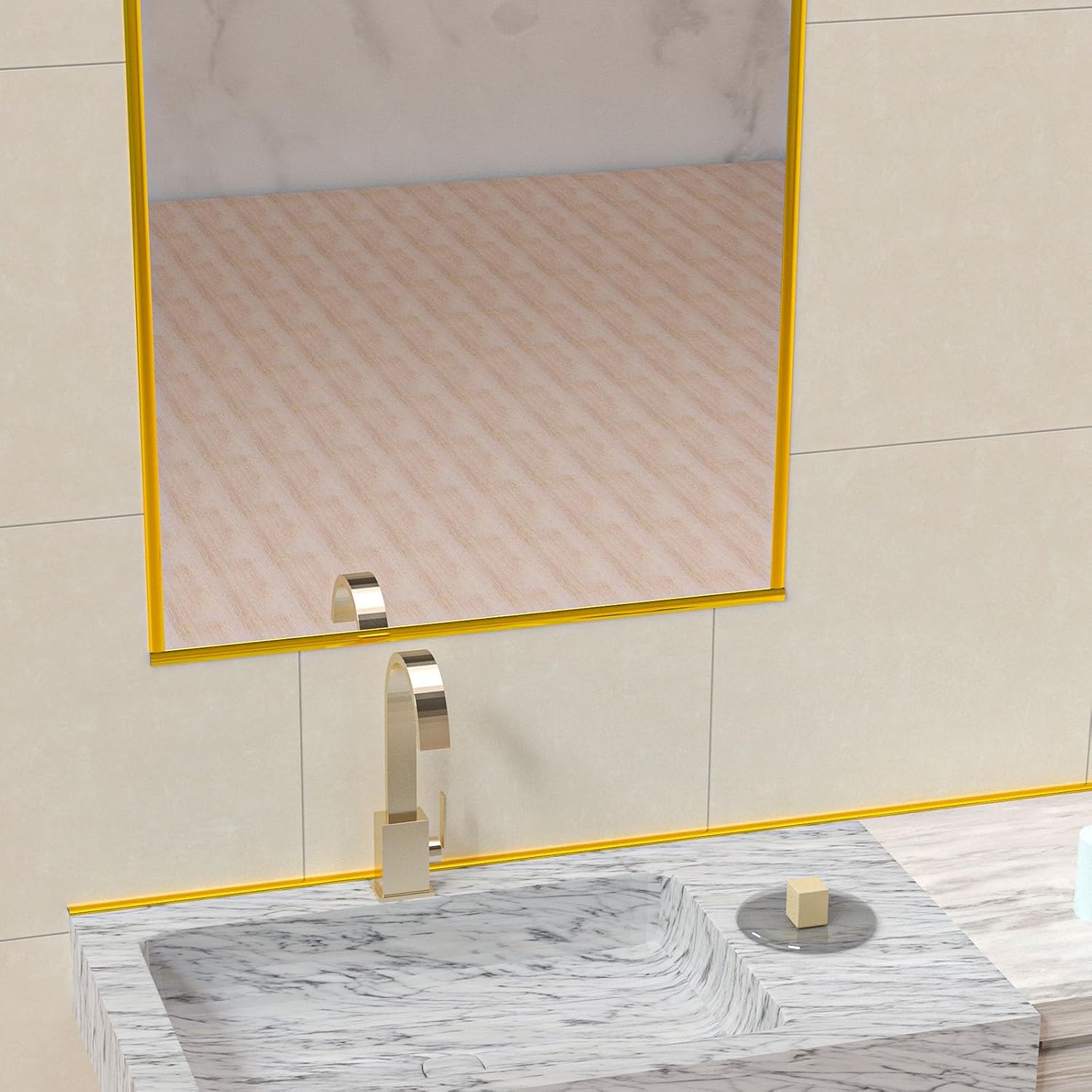Moldura autoadhesiva de 16.4 pies, borde de azulejos para paredes, bordes, marcos de ventana, bordes en muro, bordes de ventana, borde dorado