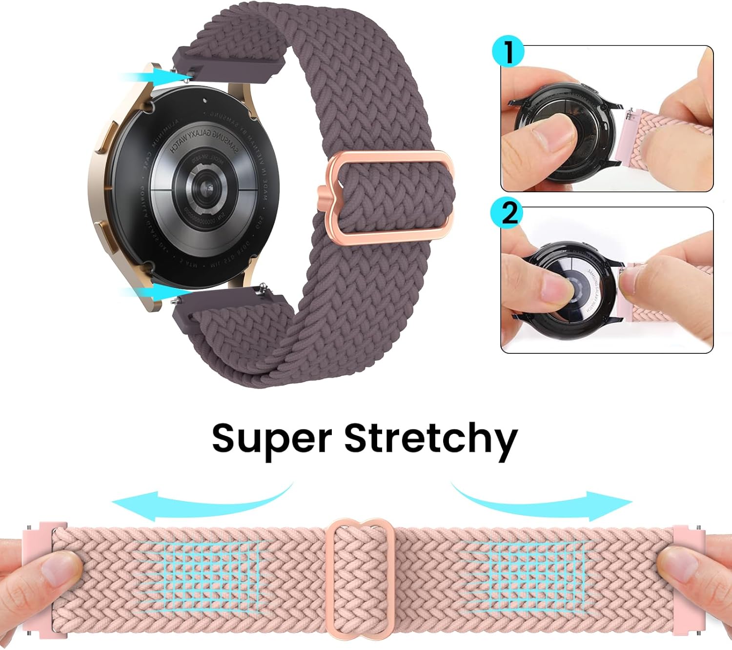 Delidigi Bandas elásticas compatibles con Samsung Galaxy Watch 7654 de 1.575 pulgadas, 1.732 pulgadas, Watch 6 Classic de 1.732 pulgadas, Watch 5