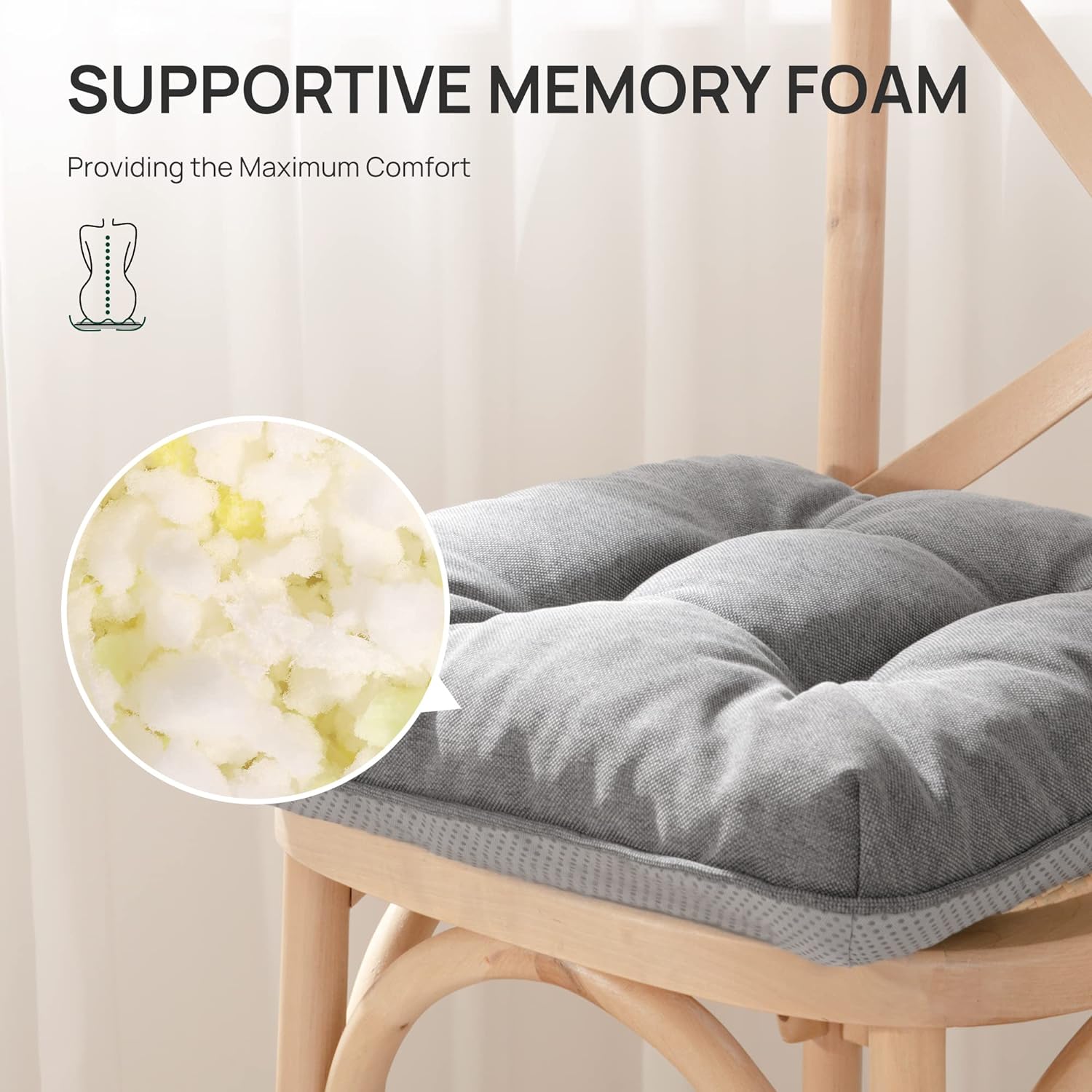 Love’s cabin Juego de 4 cojines de espuma viscoelástica para sillas de comedor, para exteriores e interiores, cojines de asiento para cocina,