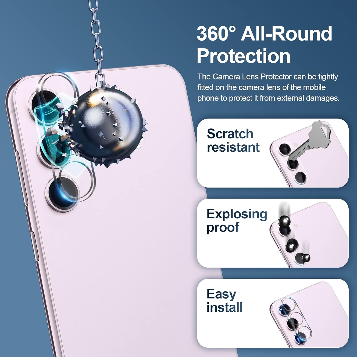 Paquete de 2+3 protectores de pantalla para Samsung Galaxy S23+ 5GS23 Plus 5G con 3 protectores de pantalla de vidrio templado y 2 protectores de