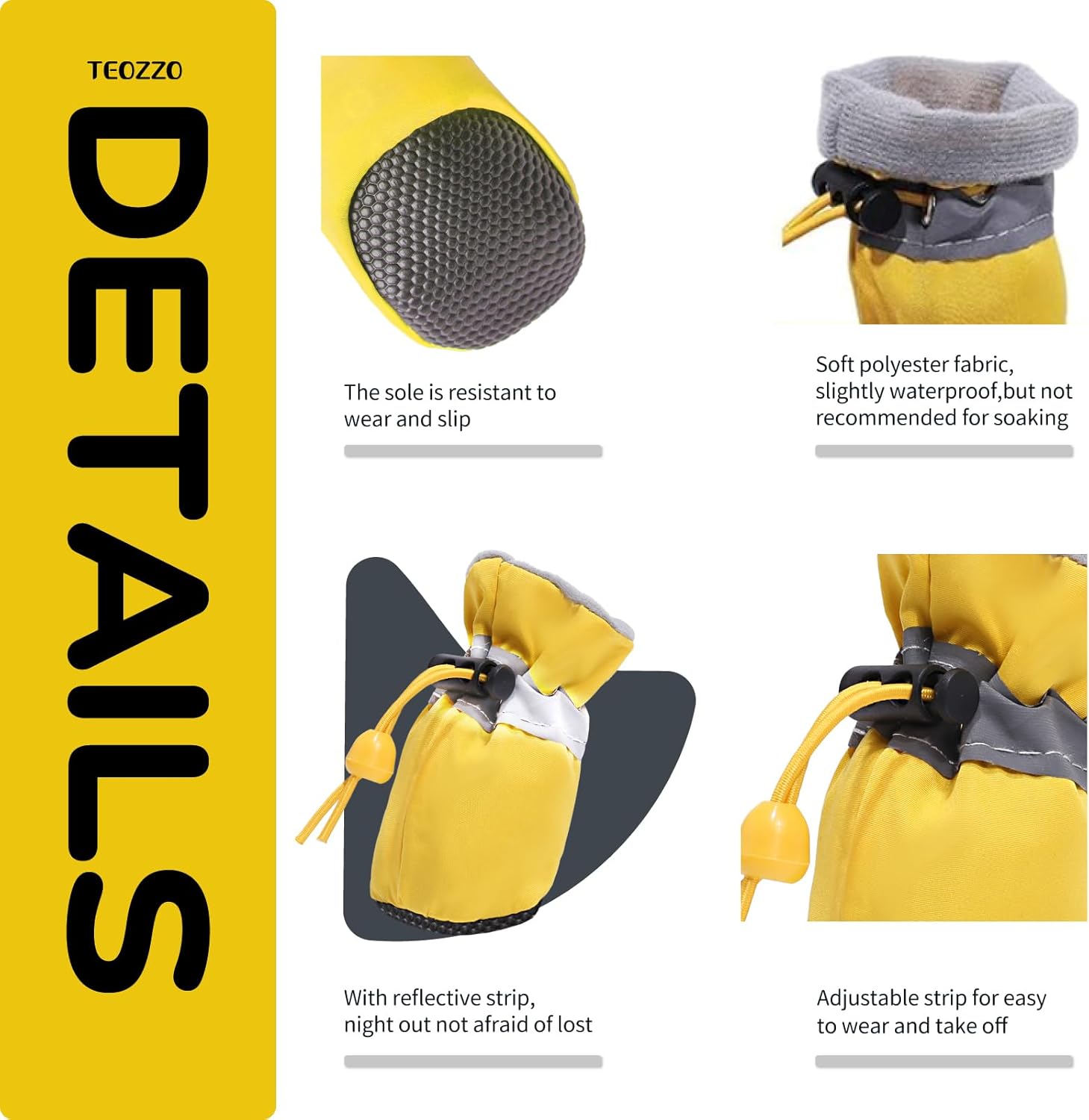 Zapatos para perro, botas y protector de patas, suela antideslizante, botines de invierno para perros con correas reflectantes, botas de nieve para
