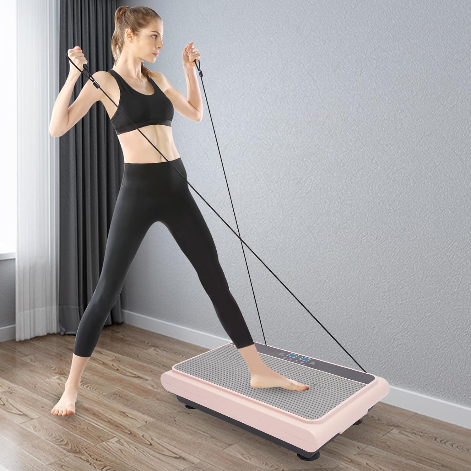 NATICRISI Máquina de ejercicios con placa de vibración, entrenamiento de cuerpo entero, plataforma de fitness, equipo de entrenamiento en casa para