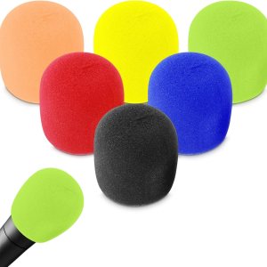 Prasacco Fundas de micrófono de espuma para micrófono, 6 unidades, fundas de micrófono de espuma para micrófono, parabrisas de colores, fundas de Prasacco Fundas de micrófono de espuma para micrófono, 6 unidades, fundas de micrófono de espuma para micrófono, parabrisas de colores, fundas de