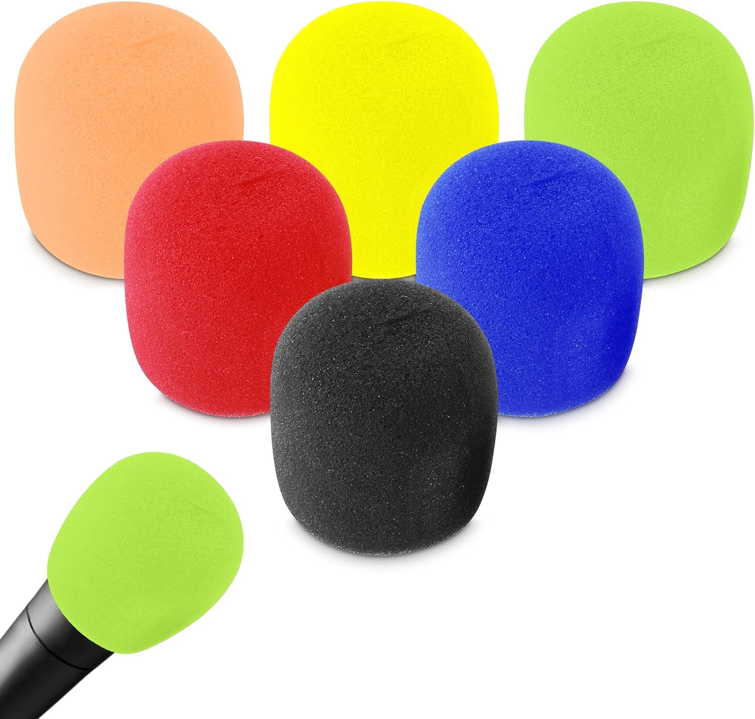Prasacco Fundas de micrófono de espuma para micrófono, 6 unidades, fundas de micrófono de espuma para micrófono, parabrisas de colores, fundas de