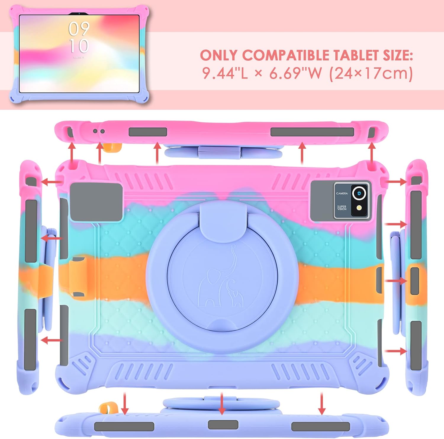 DETUOSI Funda de silicona para Plimpton PlimPad P60 de 10 pulgadas, funda protectora multiángulo para Moderness MB1001 de 10 pulgadas, Hoozo de 10.1