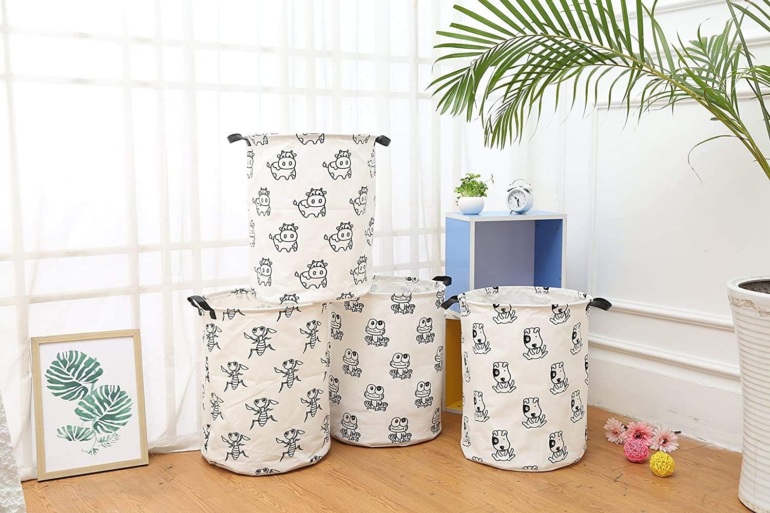 Canasta Langyashan de almacenamiento, plegable, organizador de tela de lona, para dormitorio, ropa, habitación del bebé, juguetes y de regalo