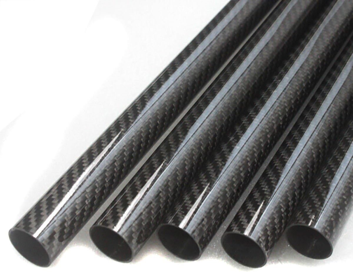 2 tubos de fibra de carbono envueltos en rollo con superficie brillante de 0.315 in, 0.394 in, 39.4 ft, 0.551 in, 0.630 in, 0.709 in, 0.787 in,