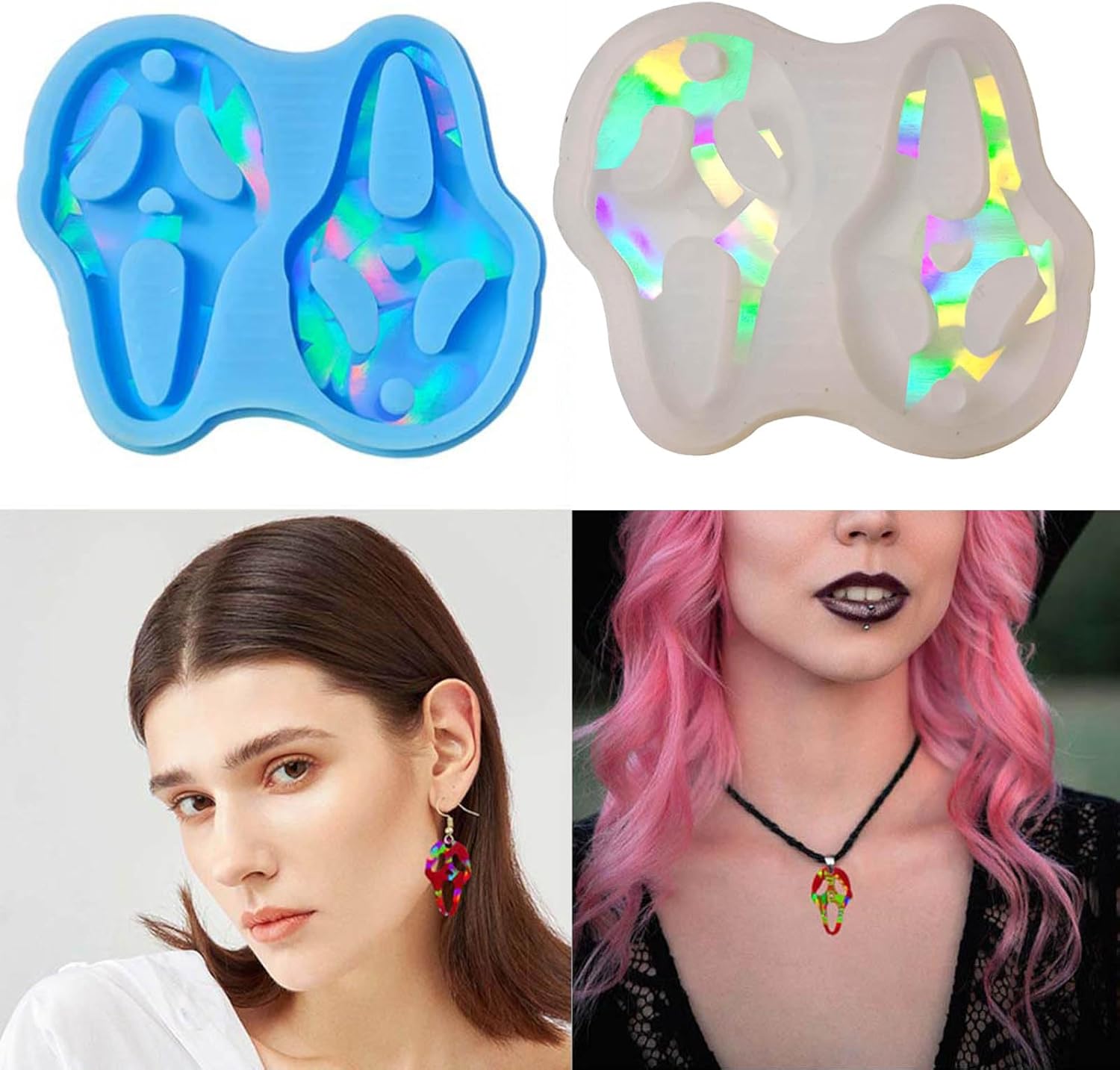 Moldes de resina para aretes de Halloween, molde de silicona para fundición de epoxi, molde de epoxi para hacer joyas