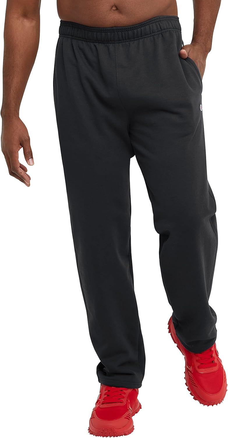 Champion Pantalones deportivos para hombre, Powerblend, vellón, con parte inferior abierta (talla regular o grande y alto)