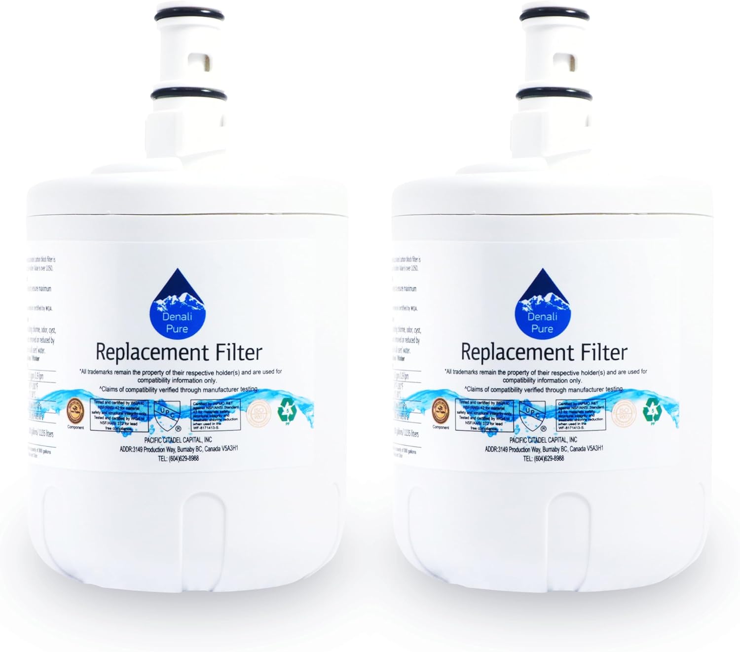 Paquete de 2 filtros de agua de repuesto para refrigerador Whirlpool ED5GTFXKQ00, compatible con Whirlpool 8171413, 8171414 cartucho de filtro de